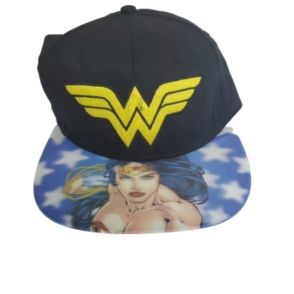 NWT DC Comics Wonder Woman Adjustable Snapback Black and Blue Hat - One Size